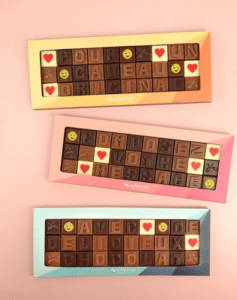 Chocolats avec message personnalisé